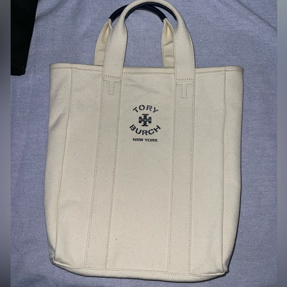 Tote Burch Canvas Tore with Leather Details on handle